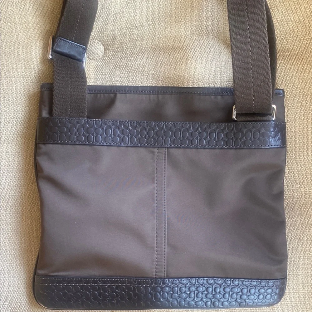 Coach Brown Messenger Bag with Woven Trim